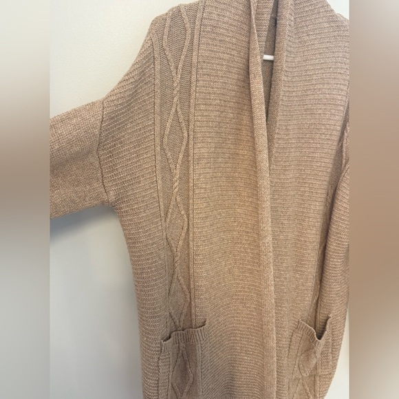 Women’s Cozy Sweater Cardigan; Chunky Knit; Waterfall Sweater; Large; Beige/Tan - Picture 3 of 8